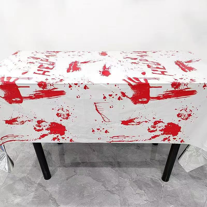 ハロウィンカボチャ城血手形テーブルクロスパーティー装飾用品血手形お化け屋敷テーブルクロス|undefined