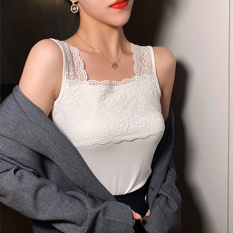 2024 New Camisole Women's Suit with Base Lace Stitching Anti-running Light plus size Slim