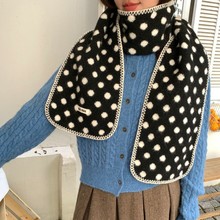 ins韩版波点双面羊毛针织保暖秋冬复古围巾女防寒百搭围脖新款