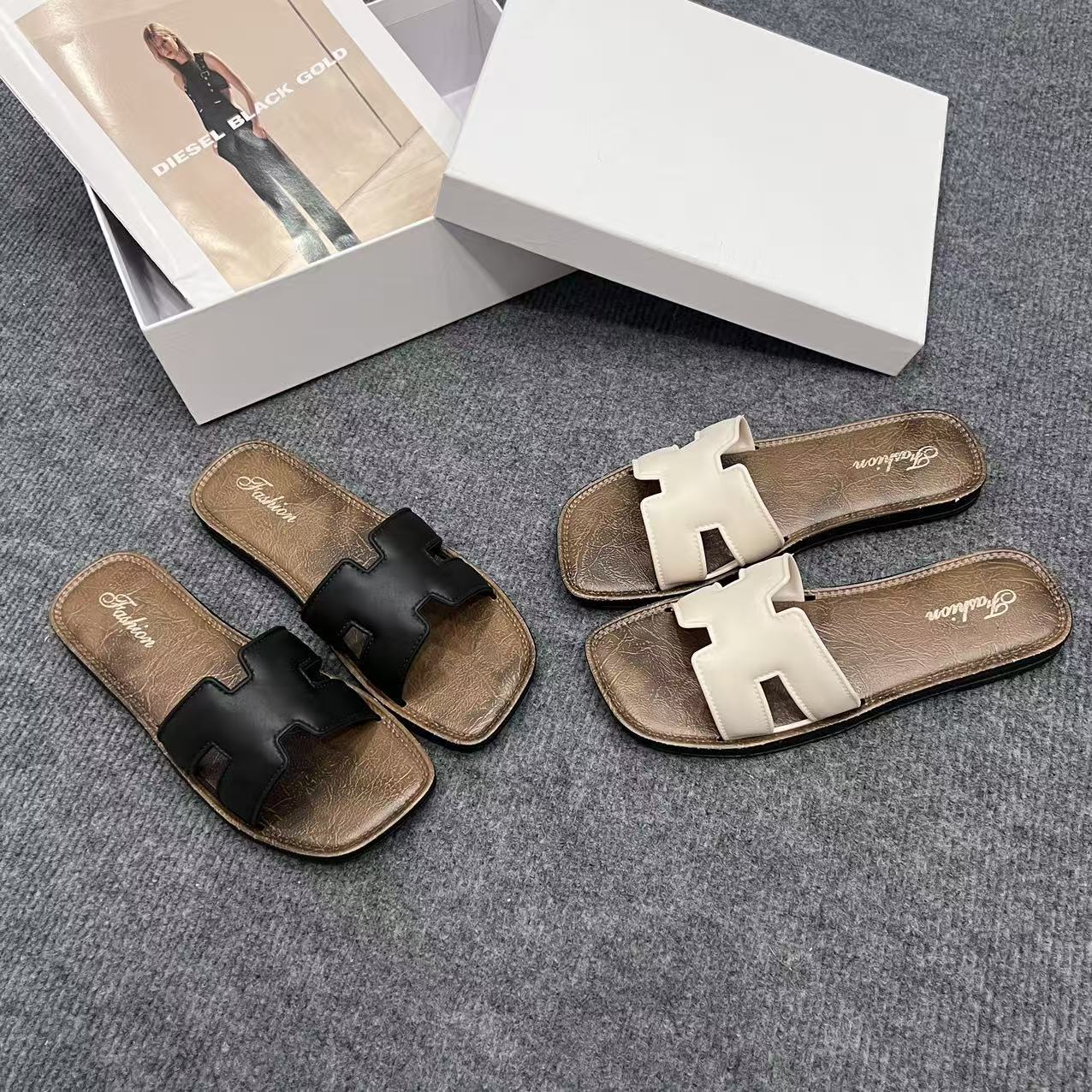 外贸法式外穿平底凉拖鞋女跨境2025新款一字非洲罗马拖鞋女