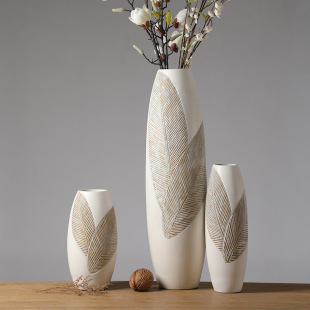 Chinese Vintage Resin Floor Large Vase Ornaments Light Luxury High-end Modern Living Room Flower Arrangement TV Cabinet Side Decoration