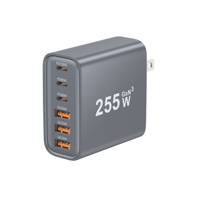 New 255W Gallium Nitride 3A3C Charger 255W Multi-Function 6-Port Pd Adapter 100W Multi-Port Adapter