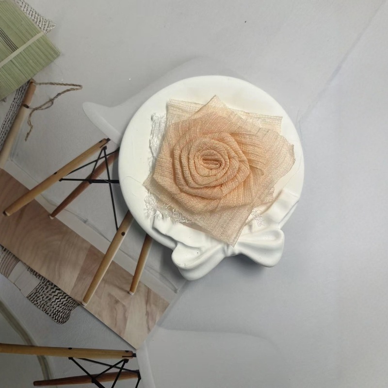 Caro同款烤边布艺花朵9cm立体烧边花朵diy发饰鞋帽胸花饰品配件|undefined