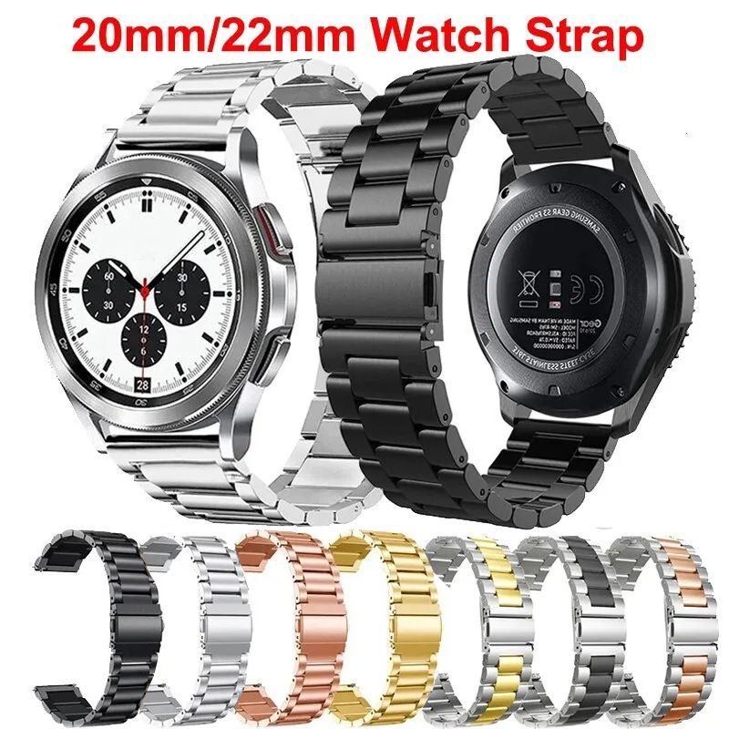 適用華為GT4三星Watch6pro三珠不鏽鋼錶帶 蘋果iwatch金屬手錶帶
