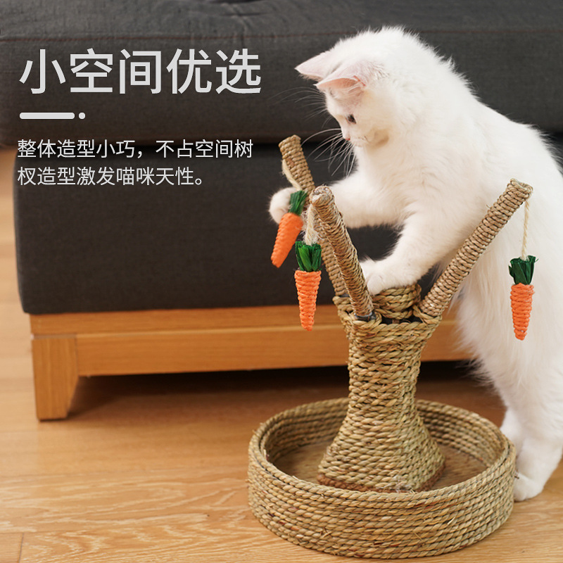 木の枝の形の猫は柱の猫をつかんで板をつかんで猫のおもちゃの剣麻の猫を笑わせます。