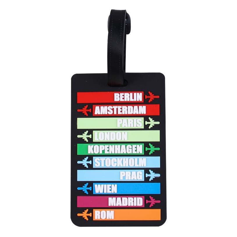 New Letter Luggage Tag Pvc Soft Rubber Boarding Pass Suitcase Identification Pendant Stereo Card Holder Cross-Border Hot Sale