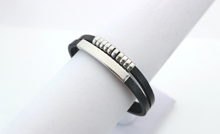20g Weight Vacuum Plating Gold Plating Process Couple Men's Punk Wristband Bracelets Bangle Customization Laser Engraving Solid Color Pu Leather Vacuum Plating Men Cord & Leather Bracelets
