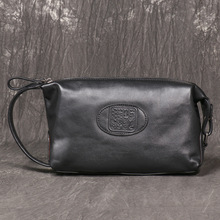 跨境外贸新款女士真皮商务手提包时尚简约牛皮女手拿包压花收纳包