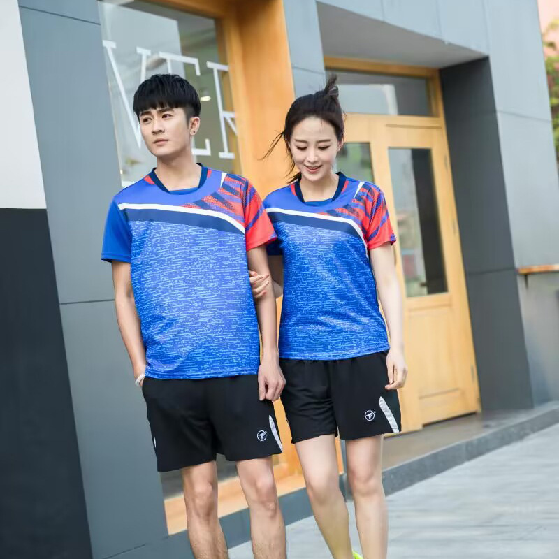 Wholesale Summer Couple Quick-drying Slim-fit plus size Tennis Sportswear New Short-sleeved Badminton Suit for Men and Women suit