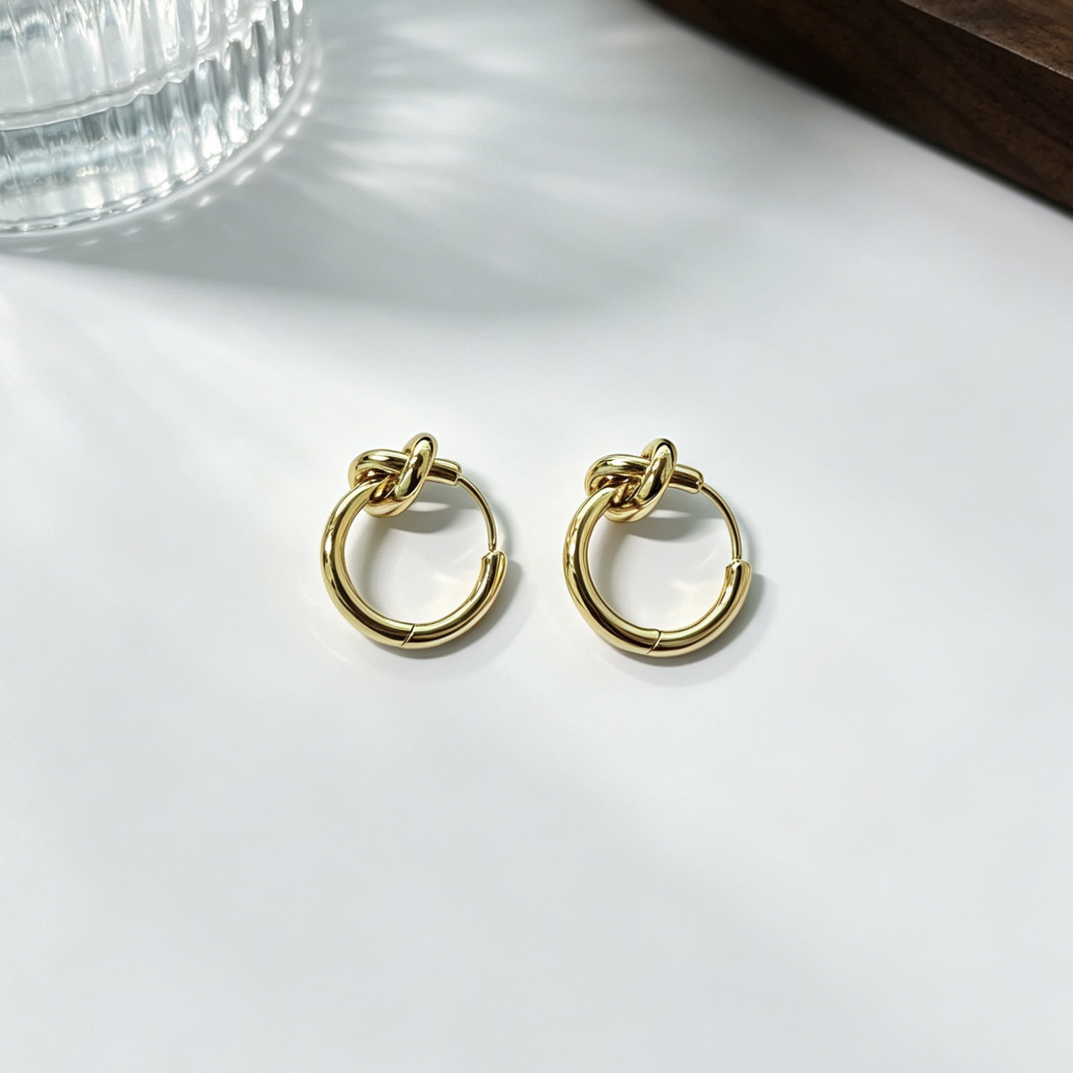 Minimalist Knotted Stainless Steel Hoop Stud Earrings For Women_voghion.com