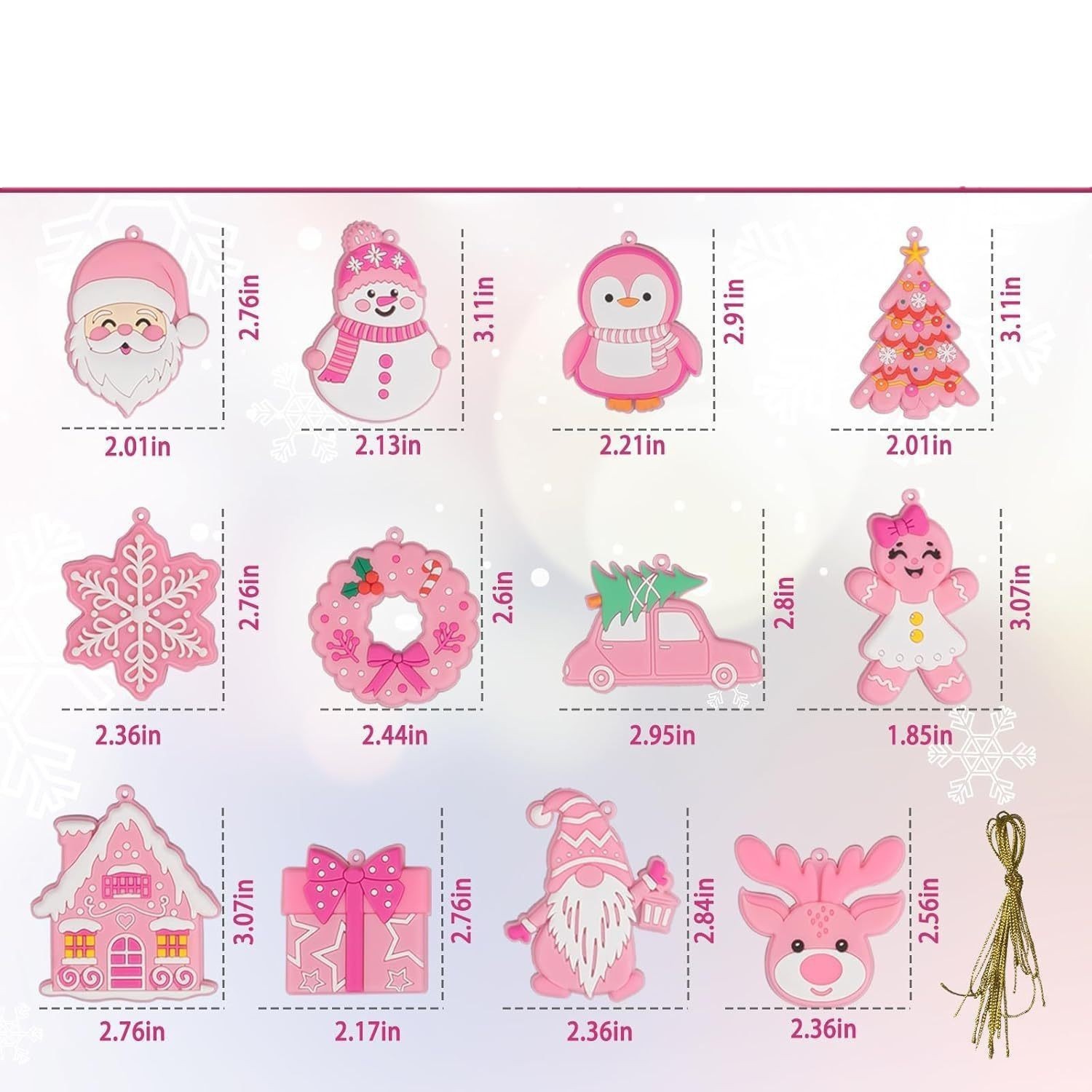 新品跨境亚马逊圣诞系列木质圣诞礼品挂件粉色装饰品