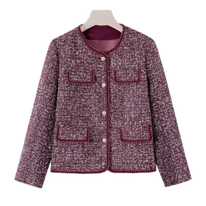 Модная куртка для мамы, весна-осень короткий кардиган, стиль Chanel, западный стиль, для среднего возраста, большой размер
