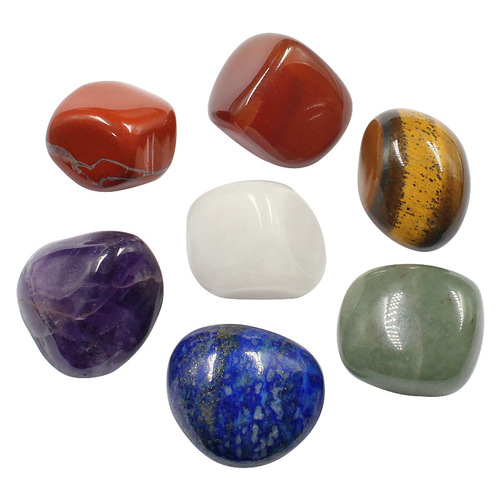 Natural Seven-Color Crystal Tumbled Stones, Large-Grain Raw Crystal Pebbles, Amethyst Natural Crystal Tumbled Stones