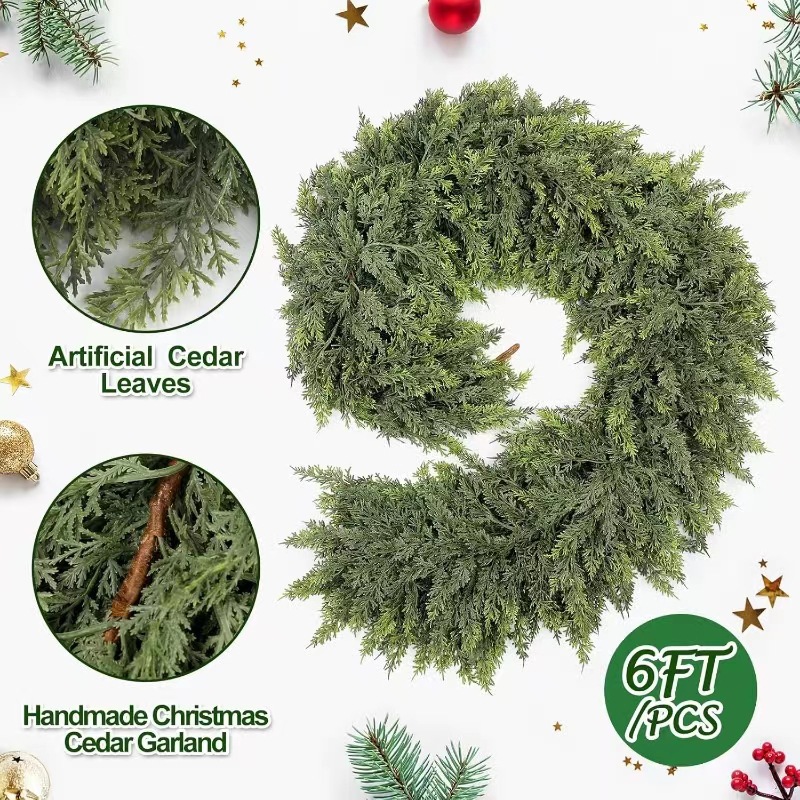 Christmas rattan Christmas soft rubber feel PE pine cypress leaf…