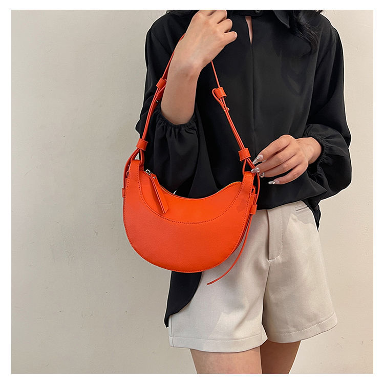 French Style Crescent Shoulder Bag For Women Lychee Pattern_voghion.com