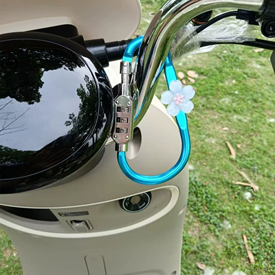 Cute Cartoon Electric Vehicle Helmet lock - large-blue-blue-ice-transparent-five-petal-flower