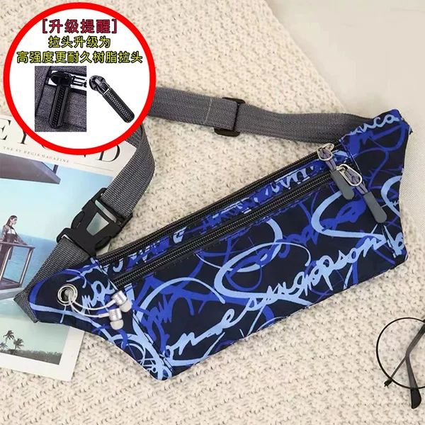 Trendy Letter Waist Bag Leisure Sports Outdoor Bag Body-Fit Running Gym Bag Ultra Light Waterproof Nylon Oxford Cloth