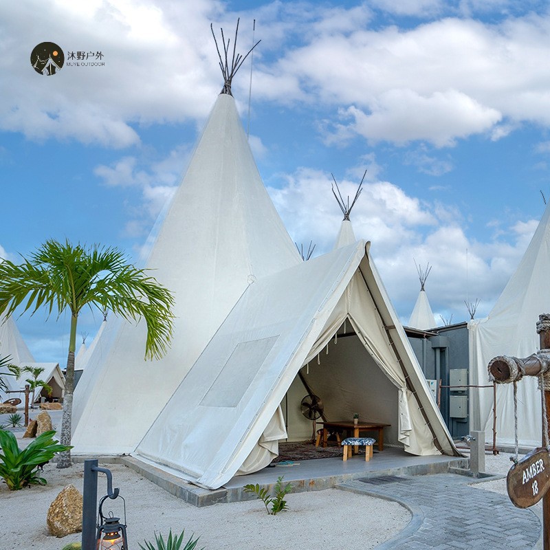 Muye campamento al aire libre Luz de lujo camping pirámide tienda B & B punto escénico turismo estructura de acero Hotel tienda fabricante