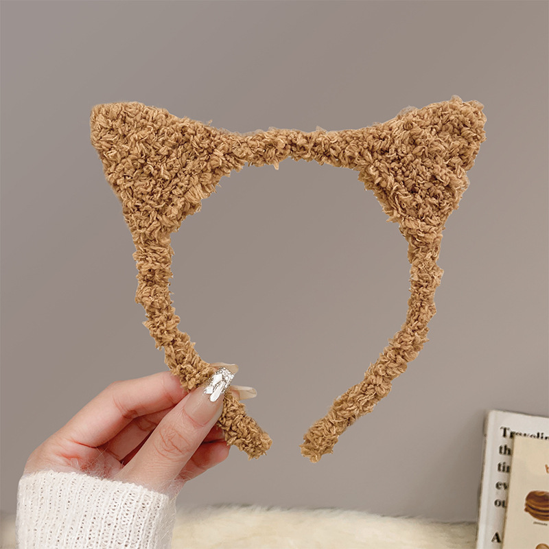 韩式可爱毛绒猫耳朵发箍2025新款秋冬洗脸不勒头压发头箍甜美发卡|undefined