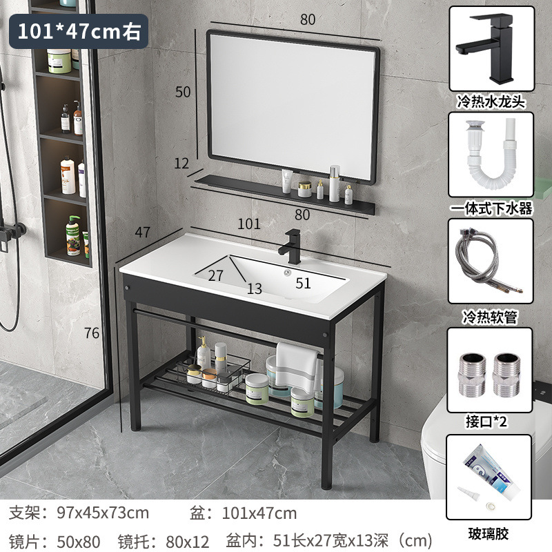 不锈钢落地支架洗手盆小户型陶瓷卫生间超窄36宽洗脸盆洗漱左右盆