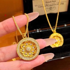 金店同モデルの国韻伝承歩生蓮沙金ペンダント新ポイント蓮コンパスネックレス新中国式