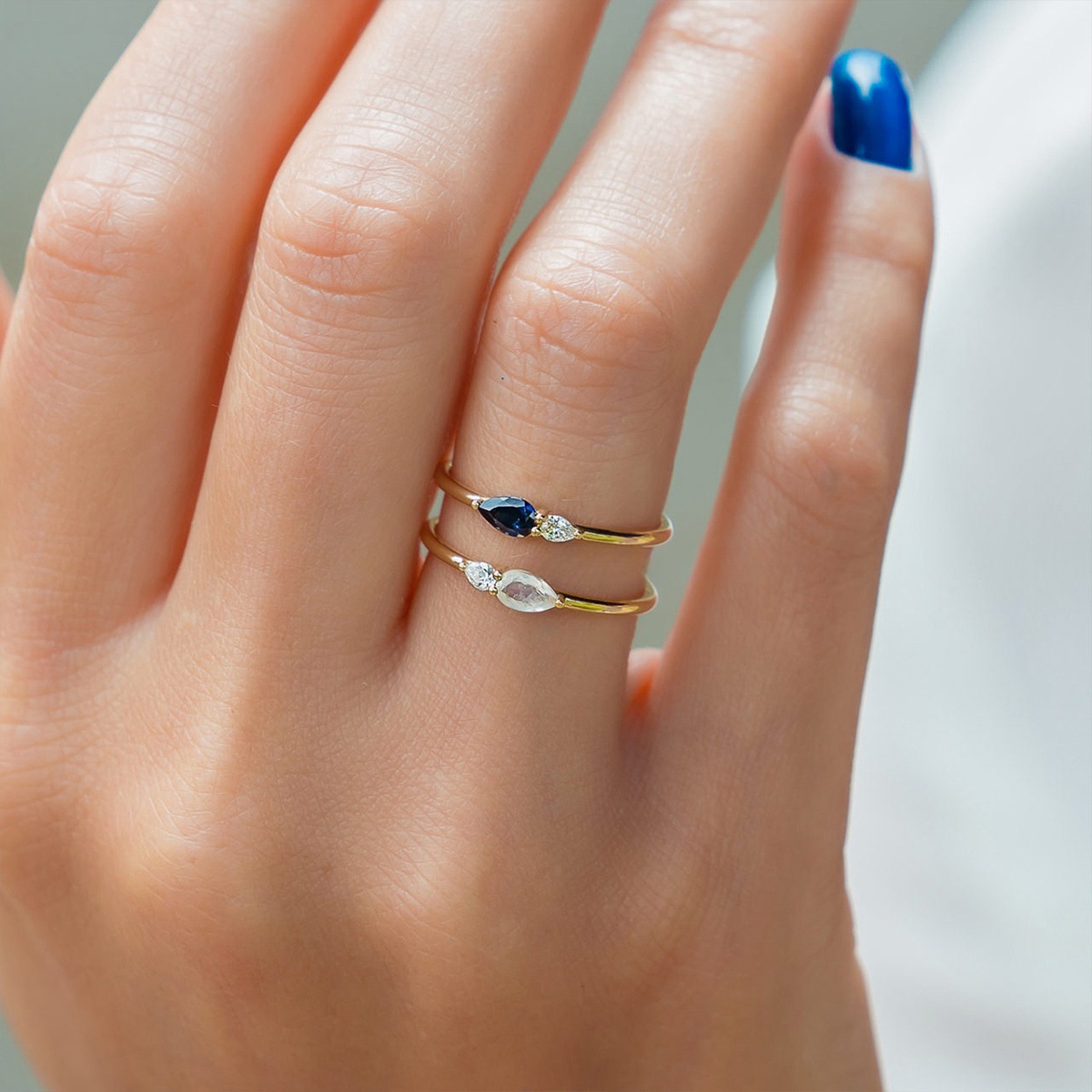 Set di anelli impilabili minimalisti con zirconi per donna_voghion.com