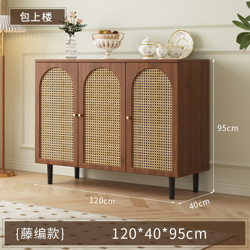 法式餐边柜现代简约藤编储物柜子家用餐厅茶水柜厨房收纳橱柜边柜|undefined