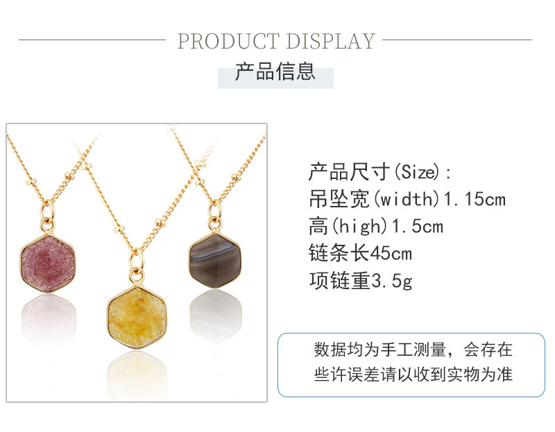 new natural color stone gold-plated natural stone pendant copper necklace