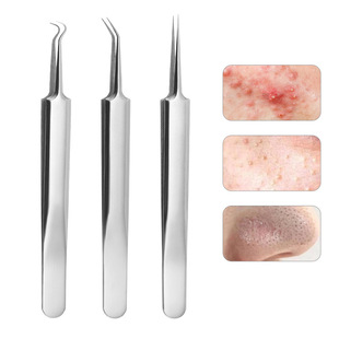 Manufacturer Wholesale Stainless Steel Acne Clip Cell Clip Squeeze Acne Blackhead Removal Tweezers Acne Needle Beauty Tool Set