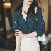 2025春秋新款衬衣日系轻熟风波点百搭时尚职场气质通勤上衣衬衫女