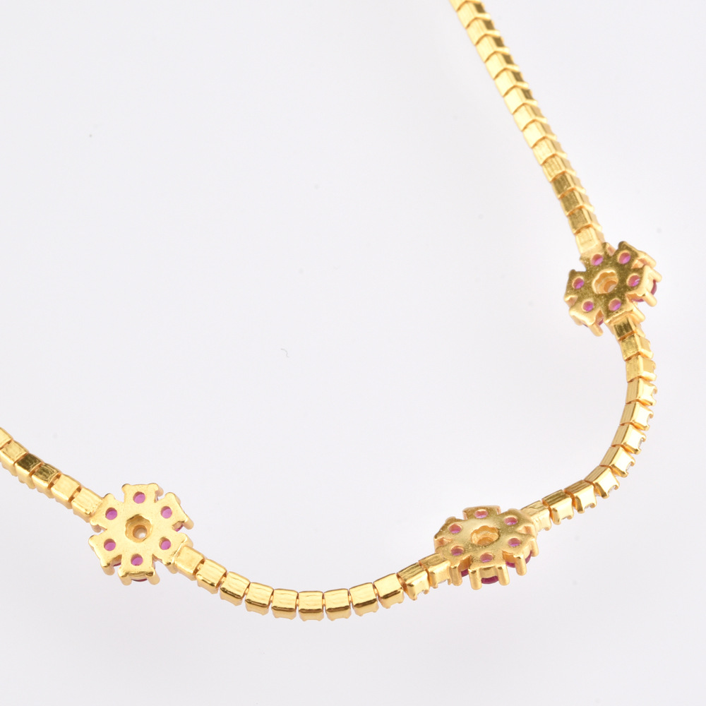 925 Sterling Silver Material 925 Sterling Silver Artificial Pearls Zircon Inlay Flower Necklace