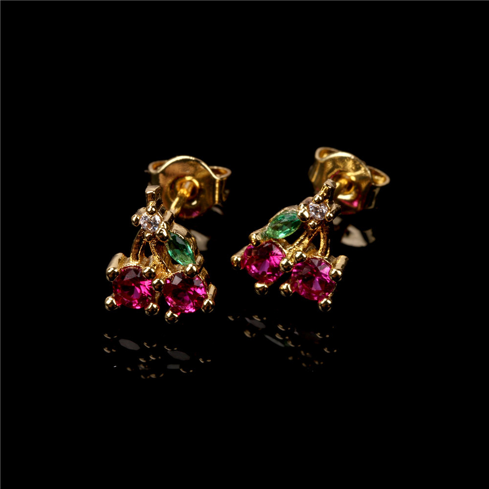 Wholesale Jewelry Cute Fruit Zircon Copper Earrings Nihaojewelry display picture 1