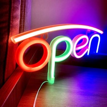 sokka高亮霓虹灯OPEN标志店铺营业墙壁悬挂电池/USB供电吸引眼球