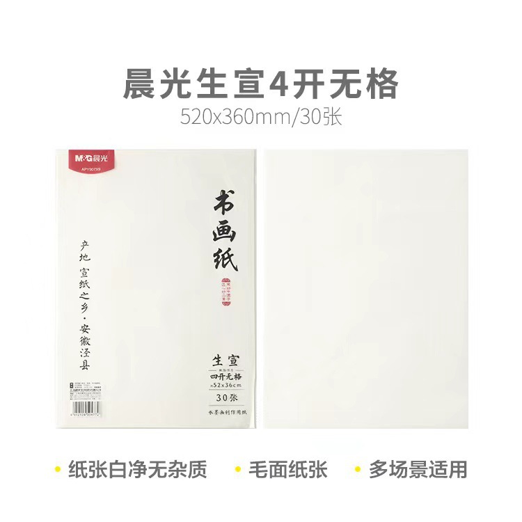 书法纸APY907X9生宣4开无格30张  (1包）