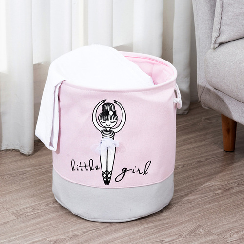 Dancing Girl Round Fabric Storage Basket Thickened Large Dirty Clothes Basket Home Organizing Storage Bag 1443