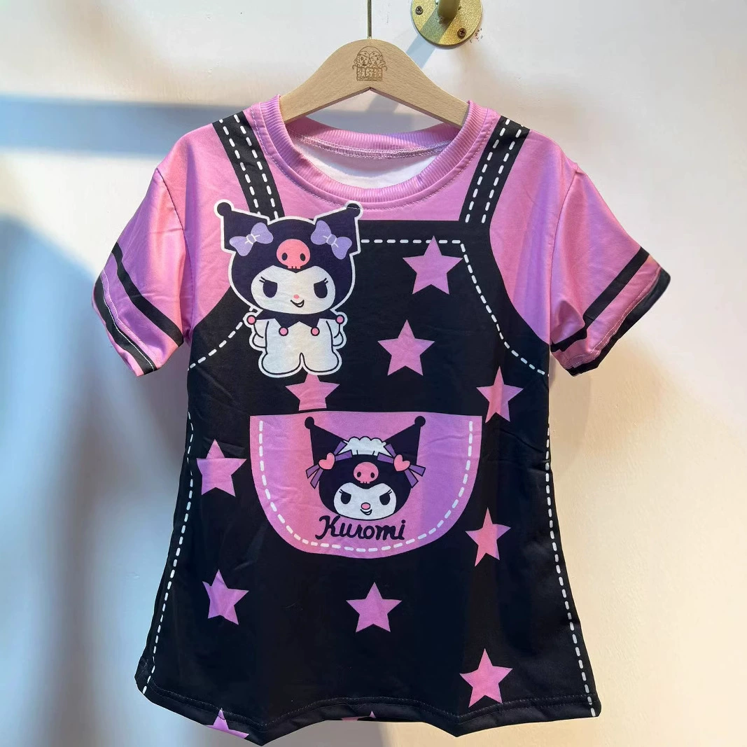 Корейская летняя девушка детская клубничная медведь кулуми Джуди кролик платье три цвета мультфильм поддельные две футболки