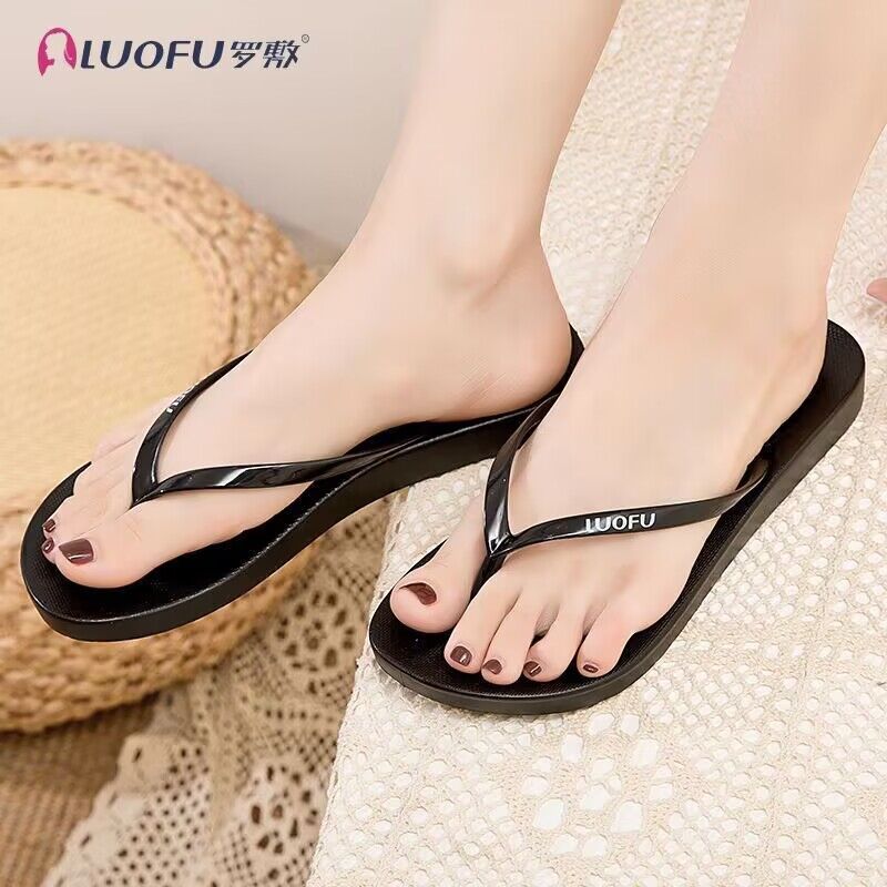 Luofu flip-flop verano estudiante fiesta cómodo ligero resistente al desgaste plana flip-flop zapatillas de baño simple