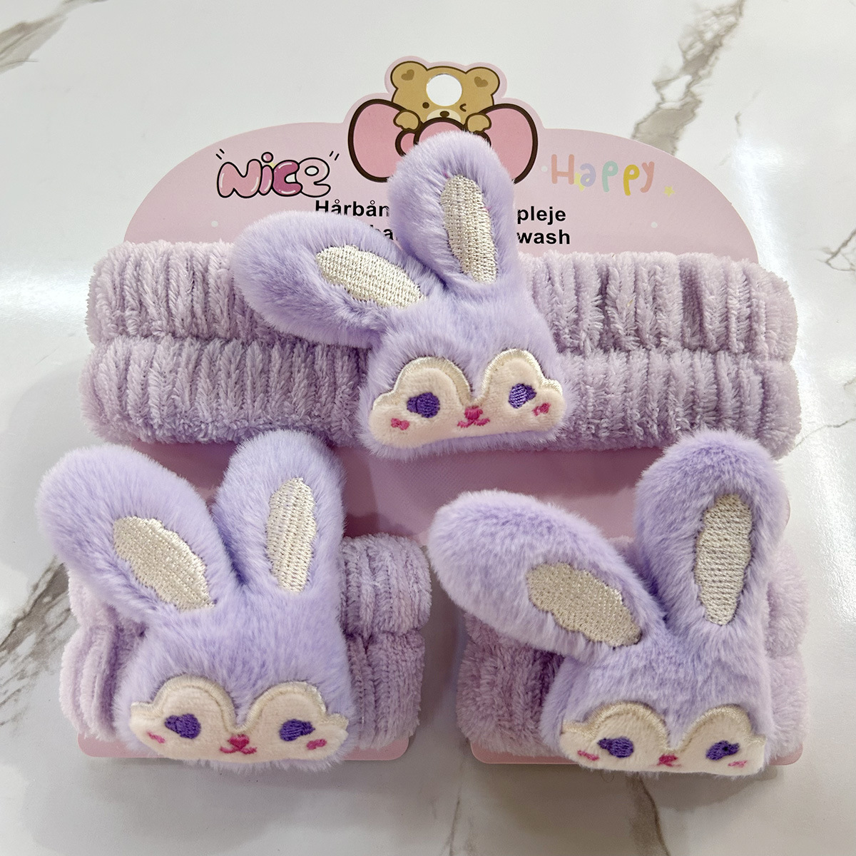 Banda de cabello de moda con tarjeta de papel dulce decoración de animales pequeños de peluche de lavado banda de cabello de dibujos animados correa de muñeca tridimensional