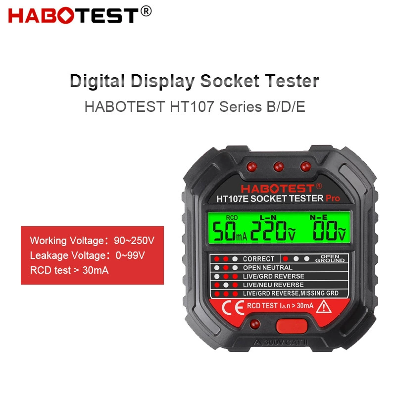Huabo HT-107 многофункциональный цифровой дисплей розетки тестер электрических линий