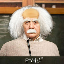 爱因斯坦假发白色蓬松秃顶道具头套含眉毛胡须演出假发