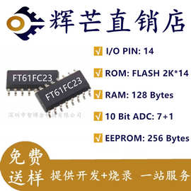 FT61FC23-RB 单片机辉芒微SOP-16 61FC23 AD型10bitMCU代烧录开发