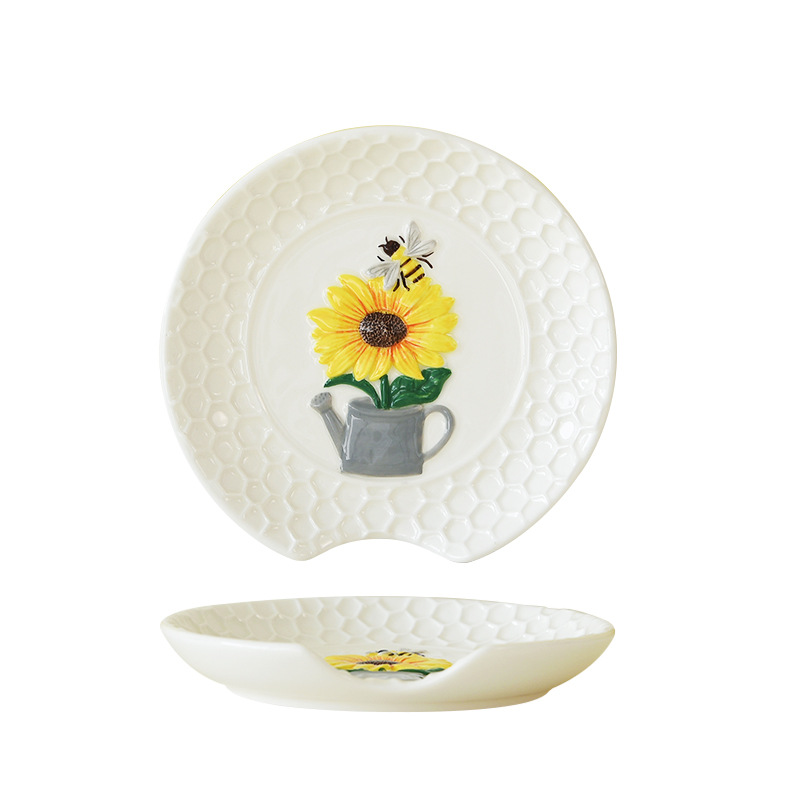 primavera abeja girasol, soporte de palillos, soporte de cucharas, soporte de cucharas, mesa de comedor, estante de cocina, cuchara de servilletas