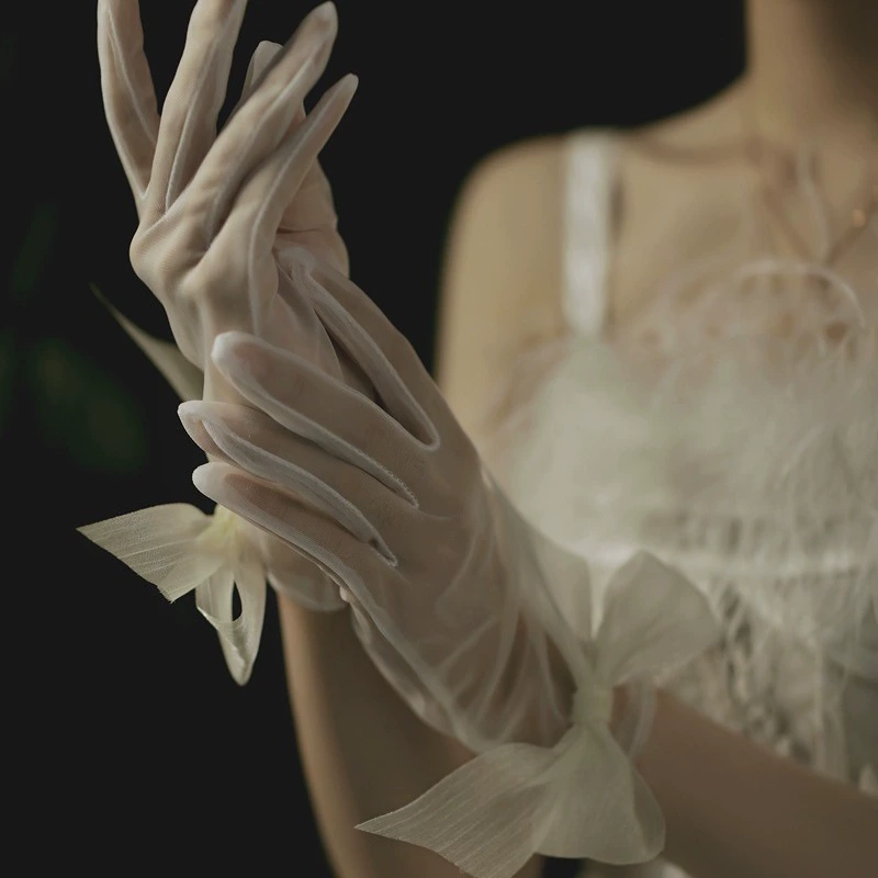 Супер Фея стерео белый лук свадебные перчатки свадебные студии аксессуары производители оптом