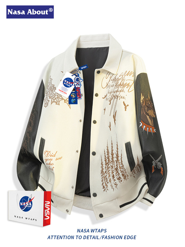 NASA ABOUT美式刺绣拼接棒球服男款春秋季潮牌情侣休闲夹克外套男|undefined