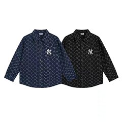 MLB韩国高版老花牛仔男女衬衫时尚宽松休闲情侣秋冬新款外套百搭