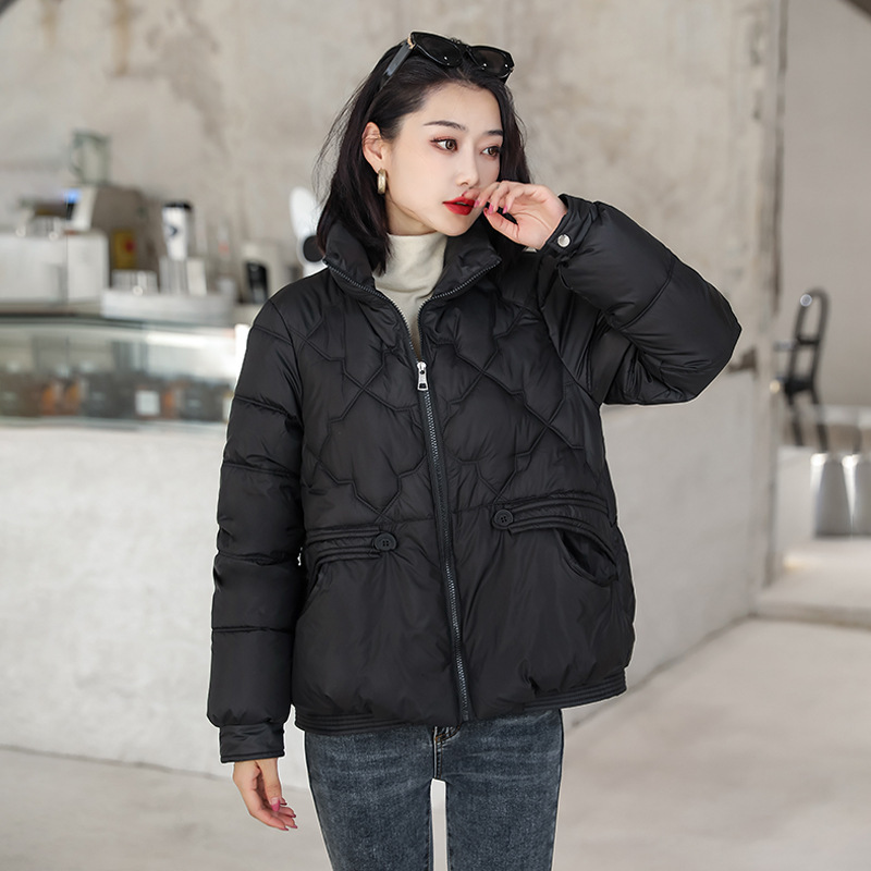 Gran Bretaña corta ligera abrigo de plumón de algodón mujer 2023 nueva moda de collar caliente abrigo de invierno delgado image 8