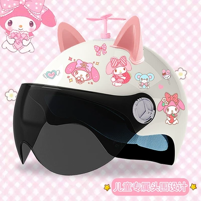 car helmet summer sun protection, Motosiklet kaskı (dəbilqə) - bright-white-sunscreen-random-windmill-pink-ears-3c-certified-model-meimei-tz