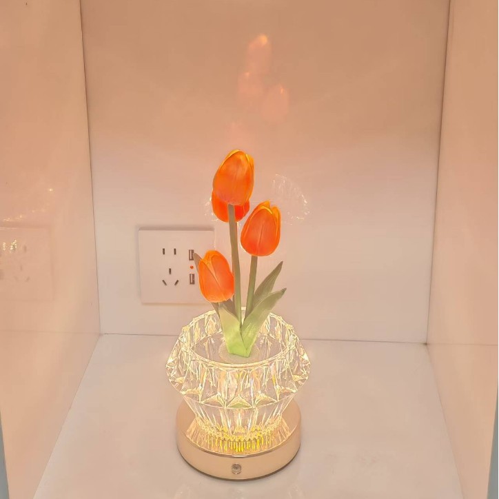 Nuevo tulipán lámpara de noche simulado ramo de flores lámpara de escritorio decoración dormitorio cabecera de la cama atmósfera lámpara fantasía planeta luz