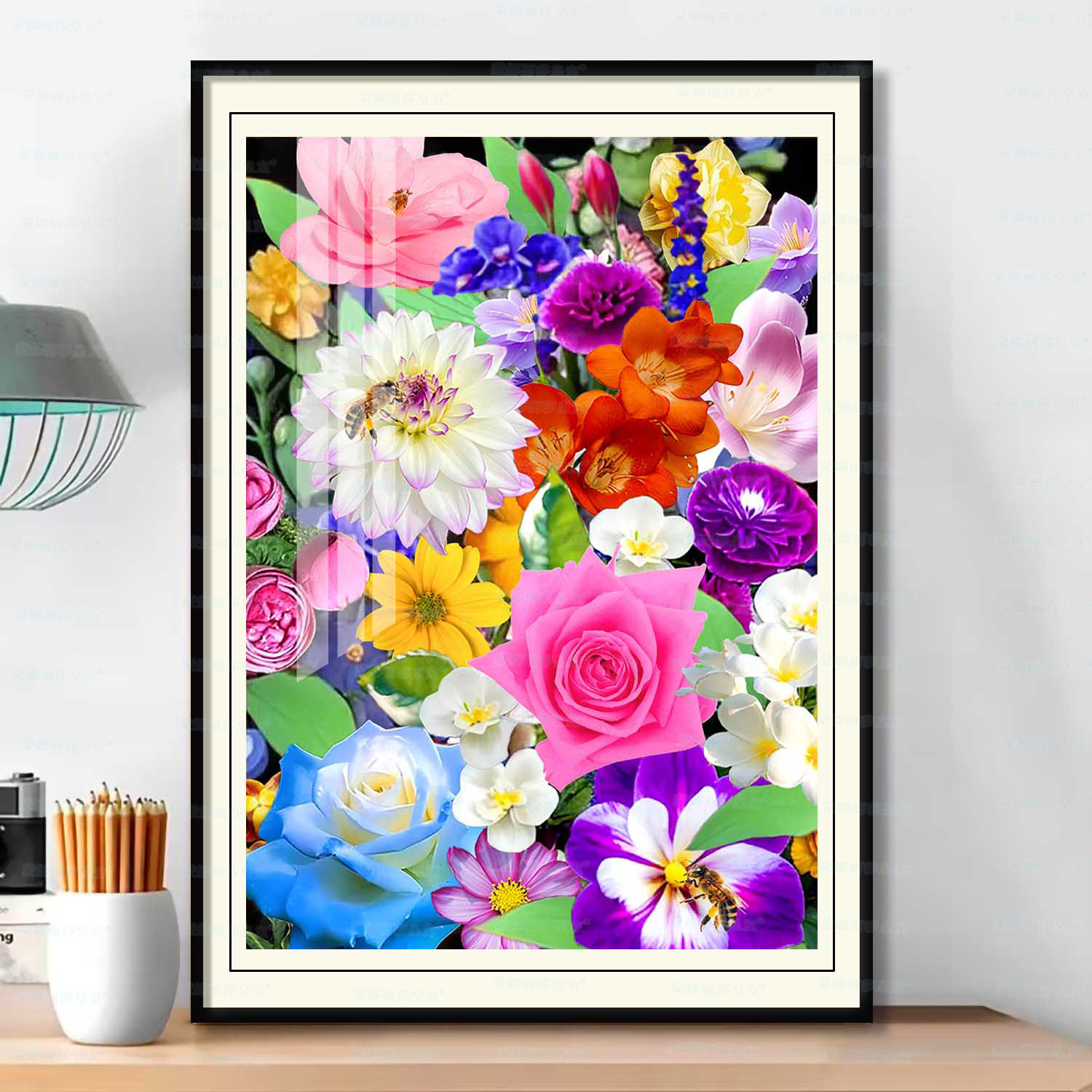 Monalisa Royal Cruz puntada flores flor curación simple hermosa bordado pequeña pieza sala de estar hilo bordado