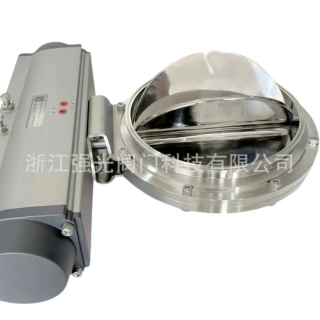 304/316L快装卡盘法兰卫生级食品级不锈钢气动旋转四瓣蝶阀
